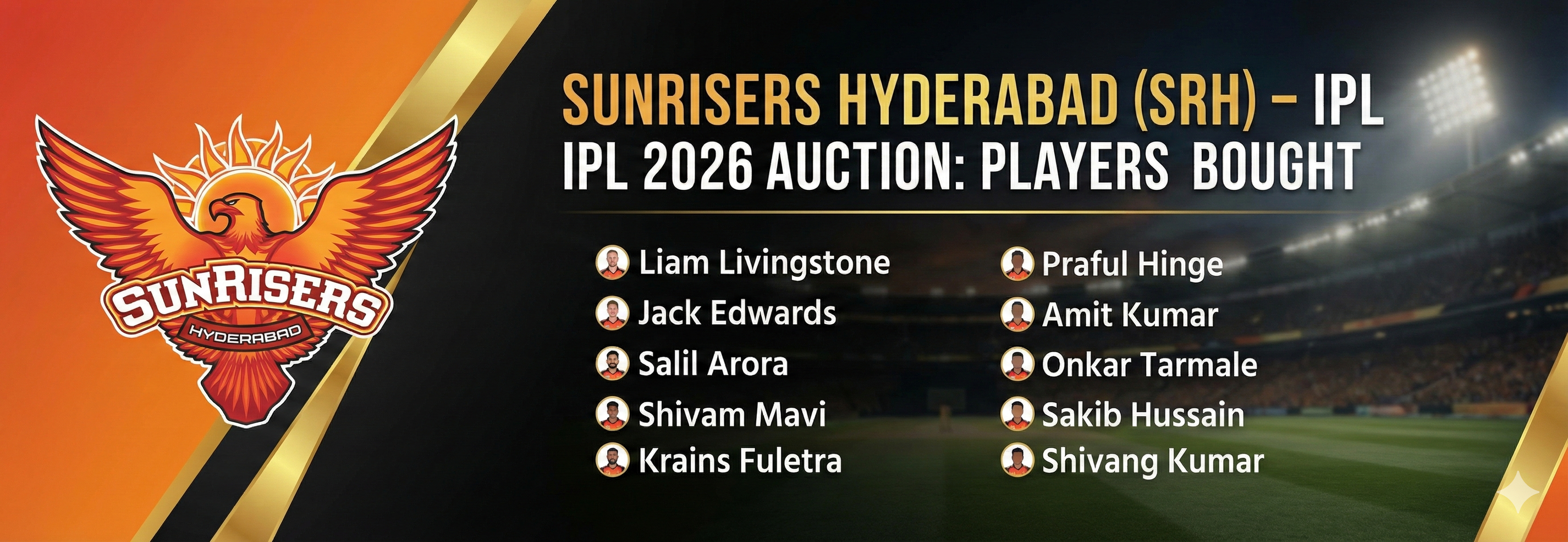 Sunrisers Hyderabad (SRH) team IPL 2026